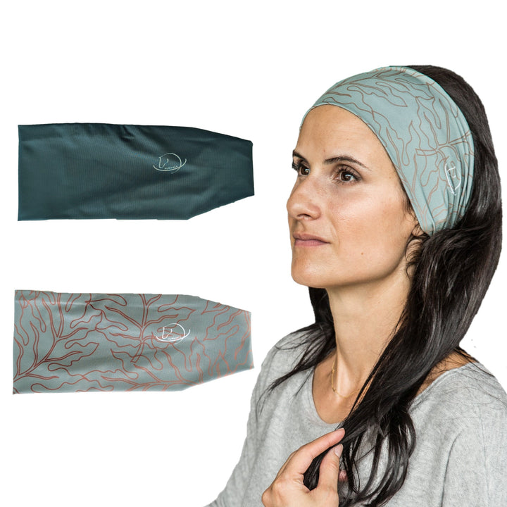 Equestrian Headbands | 2 Pack Green Solid & Pattern Green